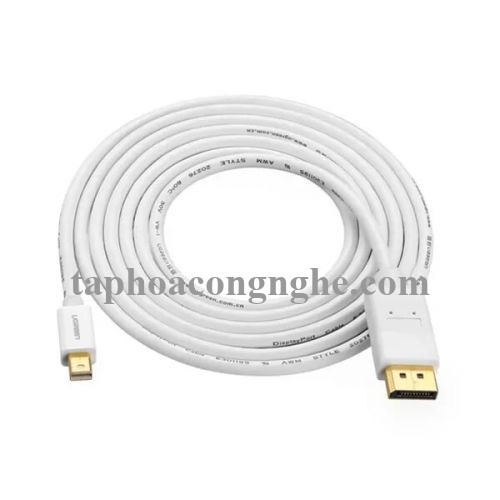 Ugreen 10423 3M Màu Trắng Cáp chuyển đổi Mini DP sang DisplayPort hỗ trợ phân giải 4K x 2K MD105 30010423